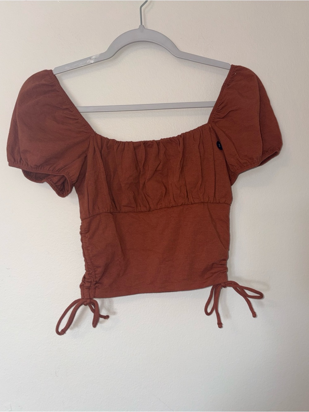 Hollister Rust Puff-Sleeve Square Neck Crop Top